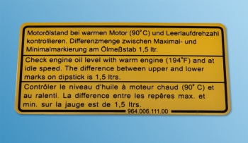 Motorölstand Aufkleber für Porsche 964  96400611100