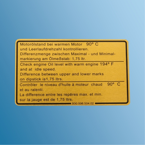 Motorraumaufkleber Motorölstand  für Porsche 911  93000650402