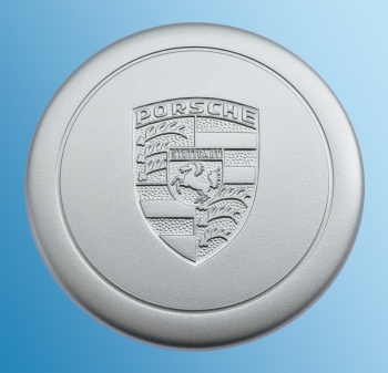 Nabendeckel silber lackiert, Durchmesser 66mm, mit 3-Klammer-Befestigung für Fuchsfelge für Porsche 914  90136103200