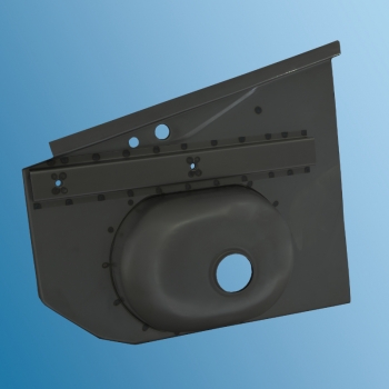 Seitenteil für Batteriekasten mit Mulde und Stoßstangenaufnahme links für Porsche 356 BT6/C  64450103306