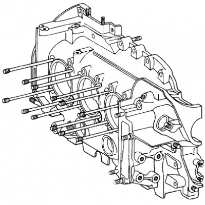 Kurbelgehäuse mit Stiftschrauben für Porsche 914  90110191200