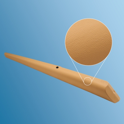 Cover strip, leather, brown/beige, left, with hole for mirror adjuster, for Porsche 911, 75-86 - New production    91155508347