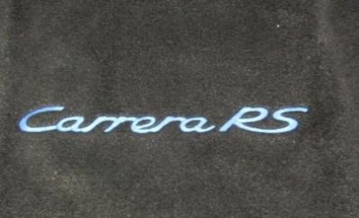 Preview: Teppich Hutablage für Porsche 964RS, original Material, schwarz, Schriftzug Maritimblau        96455507500A, 96455507500, 96455507500B