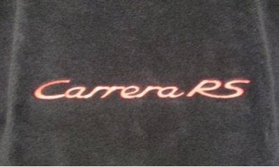 Preview: Teppich Hutablage für Porsche 964RS, original Material, schwarz, Schriftzug Indischrot          96455507500B, 96455507500, 96455507500A