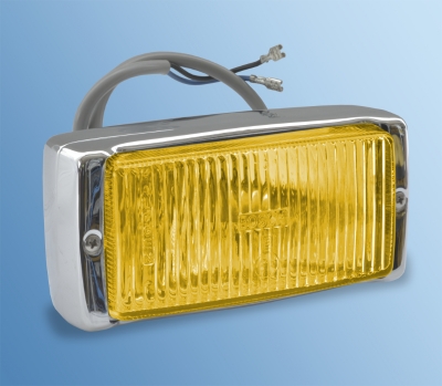Nebelscheinwerfer chrom, Glas gelb, für Porsche 911, Bj. 74-83  91163120602