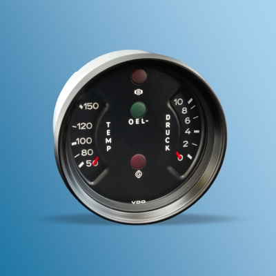 instrument cluster for Porsche 911, temp. and pressure, s/w, 74-76, new in exchange  91164110329