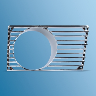 Gitter, verchromt, für Zusatzscheinwerfer, rechts, für Porsche 914-6, 914-1,7/1,8; 914-1,8V/2,0 bis Bj.74      91455923610, 1684550880