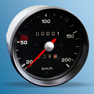 Tacho für Porsche  914, 1,7l, 200km/h, Bj.69-73, s/w, neu im Tausch, Kaution 297,50 Euro (inkl. MwSt.)  91464150210,91464150410