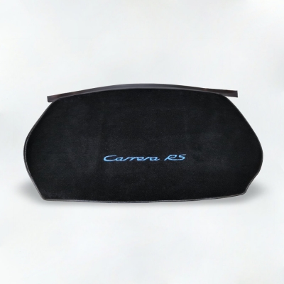 Preview: Teppich Hutablage für Porsche 993RS, original Material, schwarz, Schriftzug Maritimblau       99355107500A, 99355107500, 99355107500B