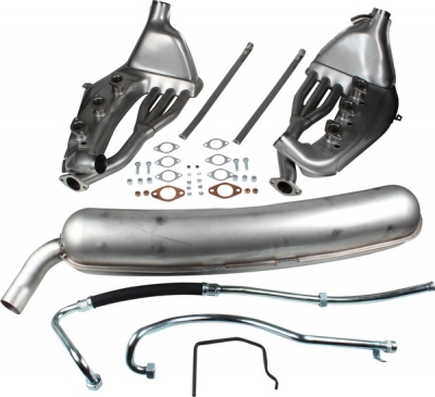 Komplettset, Auspuffanlage, Edelstahl poliert, SSI, Endrohr, Durchmesser 60mm für Porsche 911, Bj.65-83  ECK 2-92.289SSI,1620000810,92.289SSI