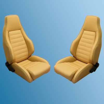 Turbositze Satz (2 Stück) Echtleder braun, für Porsche 911, passend G-Modell, Bj.74-86 - Neuauflage  ECK 8106/2,91152100755,91152100855,91152100182,91152100282,91152100184,91152100284,91152100185,91152100285,91152100764,91152100864,91152100763,91152100863
