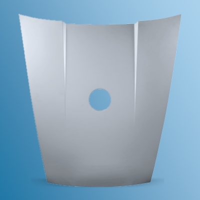 Front bonnet, aluminium with steel frame, with hole in the middle for fuel filling
