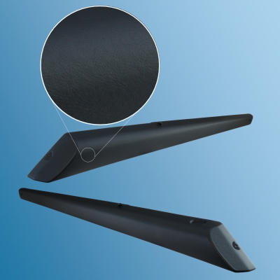 Cover strip set, leatherette, 2 pieces, left, with hole for mirror adjuster, for Porsche 911, 75-86 - New production   ECK8169,91155508347,91155508448