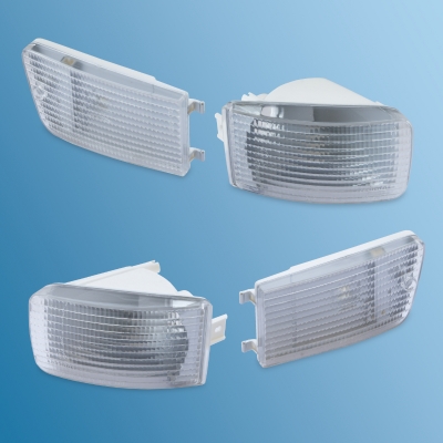 turn signal kit white, 4-part for Porsche 964  ECK 9021,1695400110,964998014,96463140500,96493140600,96463140900,96463141000