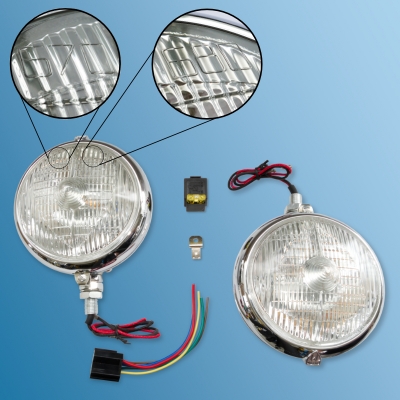 Marchal additional lights, Set, white, Nr. 670 - 680, incl. relay and harness, for Porsche 356 A/B/C  ECK 9043,670 - 680,670-680