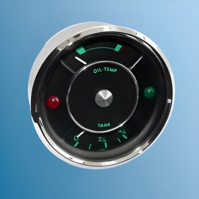instrument cluster, for Porsche 356 AT2-BT5, oil, temperature und tank, 6 V, green/black overtaken in exchange, deposit 297,50 Euro (incl. VAT.)  64474150101