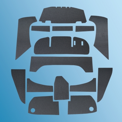 Motordämmattenset für Porsche 356 A,T2/B/C, Cabrio  64455198107,NLA55198107,64455698125,64455698125,64455680325,64455681126,64455681701,64455681801,64455681325,64455681425,64455681501,64455681601