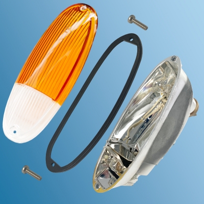 Blinkleuchte, Gehäuse Kunststoff, Neu, orange/weiß, für Porsche 914             PCG63140110B, PCG63140110, 6314011021