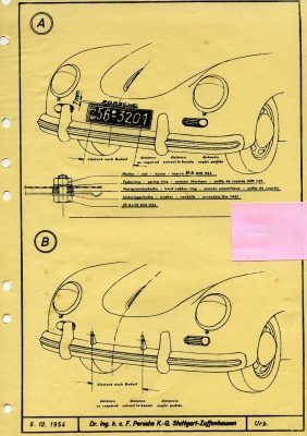 Preview: Stütze Kennzeichenhalter für Porsche 356 preA/A  64472352100,ELE58140,NLA58140,35658140