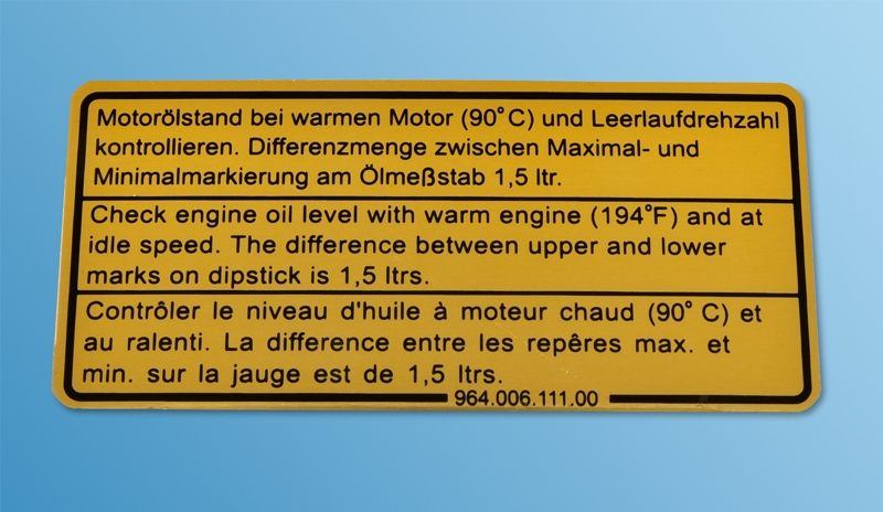 Motorölstand Aufkleber für Porsche 993  96400611100