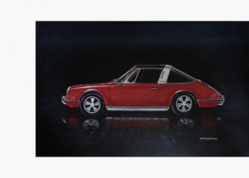 Porsche 911 Targa Rot - Hochwertiger Plakatdruck